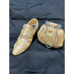 Vintage Russ Berrie Miniature Purse & Matching Shoes Resin Figurines